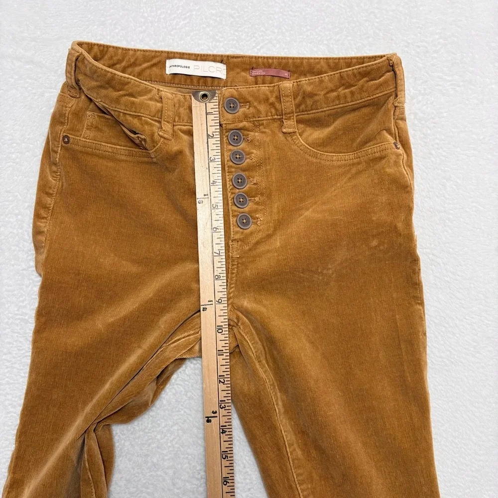 Anthropologie Pilcro High Rise Skinny Corduroy Pants Brown Button Fly Size 29